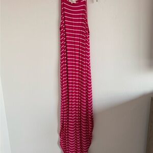 Pink and White Striped Maxi Dress